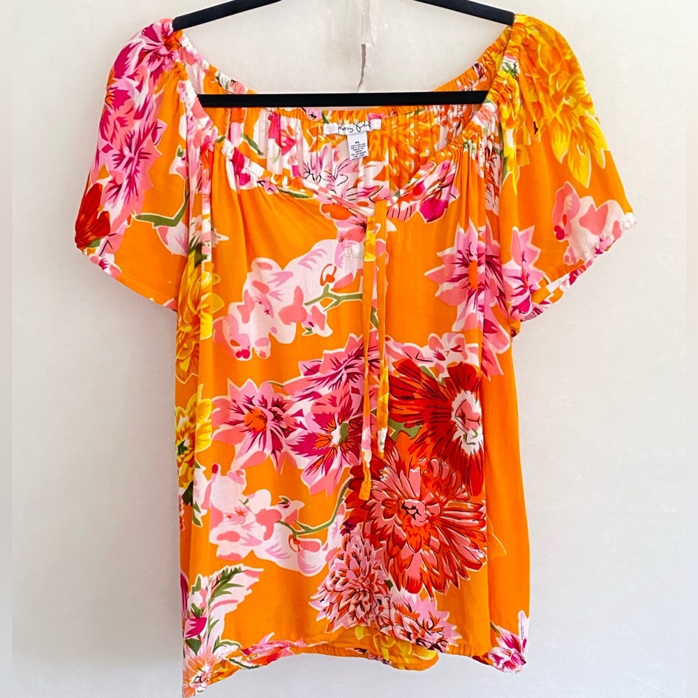 Pretty pink  XL Orange Pink Flutter Sleeve Blouse
